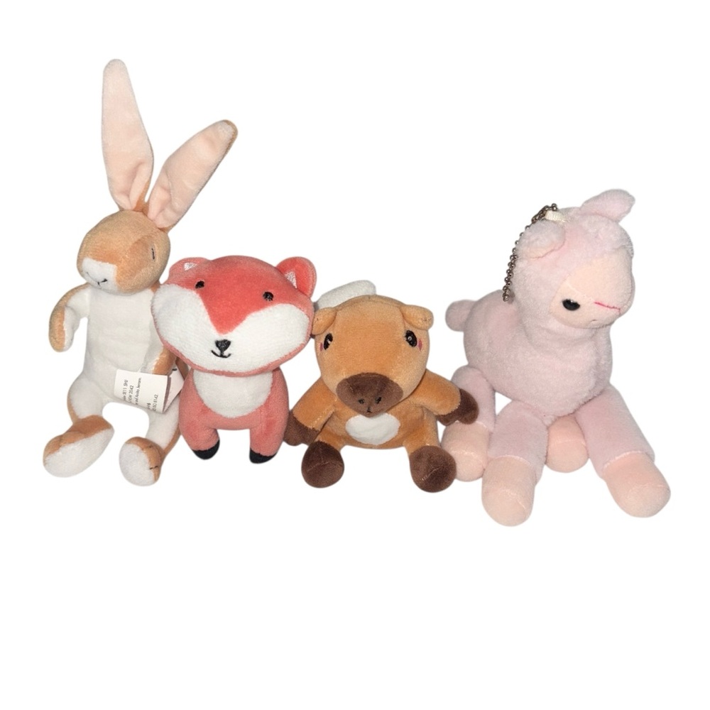 Set of Four small Plush Animal Toys